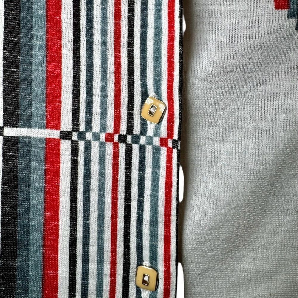 Vintage 70s VOW Aztec Red White Blue Short Sleeve Button Down Collared Shirt Med - Picture 3 of 4